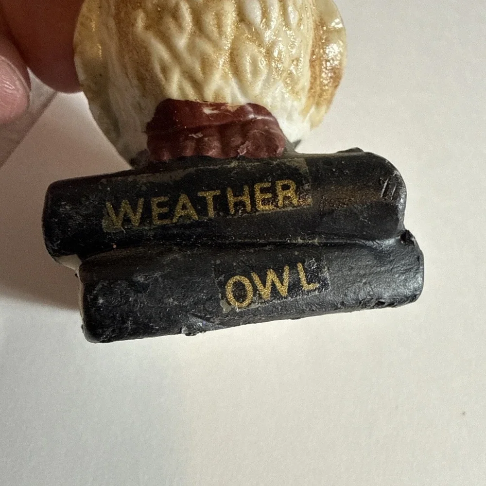 Vintage 1975‎ Owl on Books Weather Forecaster Figurine 3 inches Tall